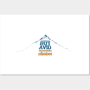 amateur but avid mountain climber themed fabric pattern graphic design by ironpalette Posters and Art